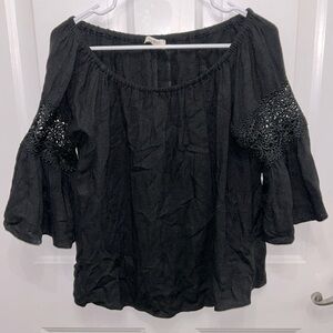 Black bell sleeve shirt